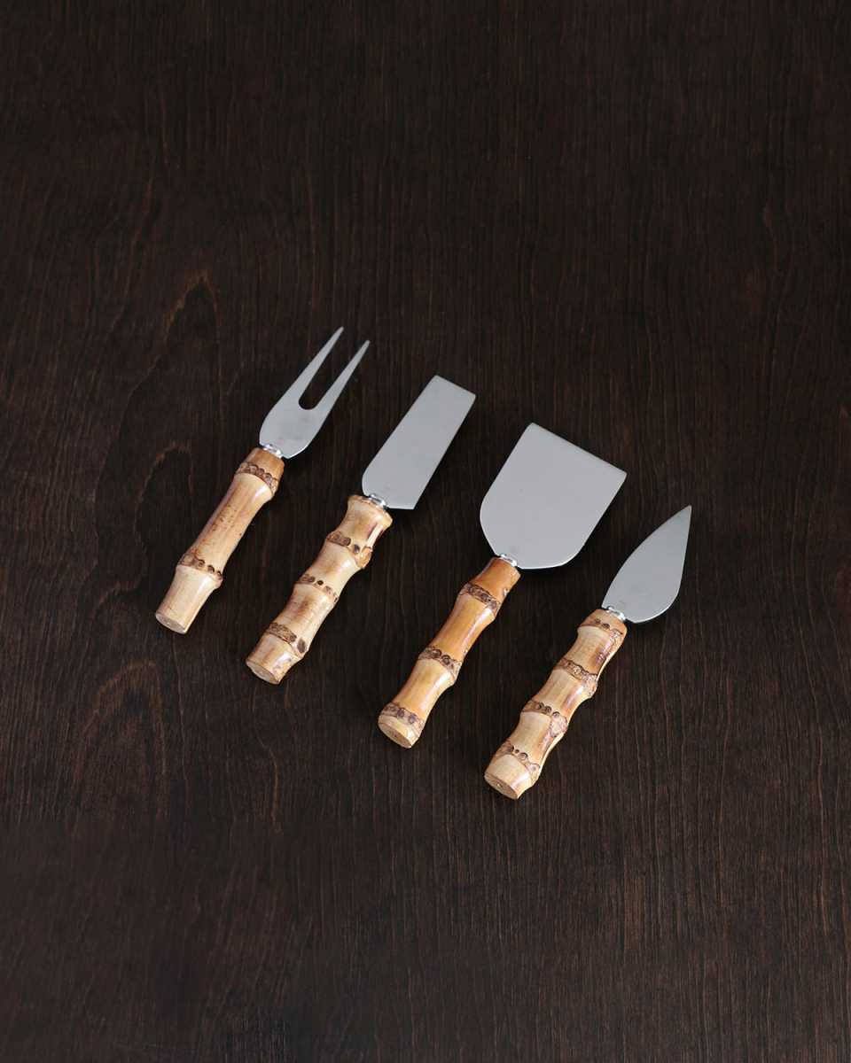 4-Piece VIDA Bamboo Stainless Cheese Set